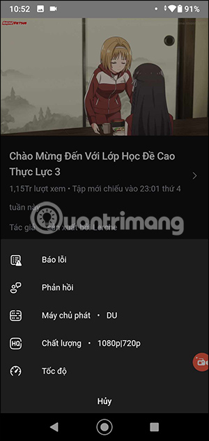 Tùy chỉnh phim trên AnimeVsub