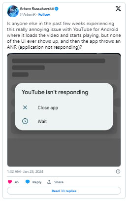 YouTube dành cho Android liên tục gặp sự cố sau bản cập nhật mới nhất