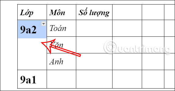 Gộp ô trong Google Docs