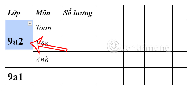 Bôi đen ô cần tách trong Google Docs