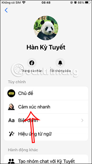 Avatar cảm xúc nhanh Messenger