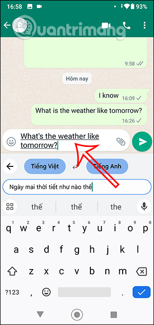 Gửi tin nhắn dịch trên WhatsApp