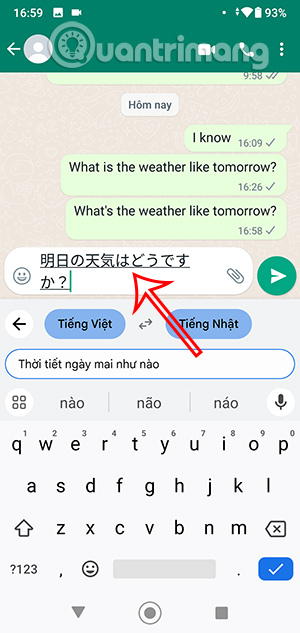 Tin nhắn WhatsApp đã dịch
