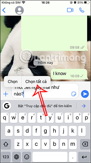 Chọn tất cả tin nhắn WhatsApp