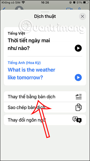 Thay thế văn bản dịch WhatsApp
