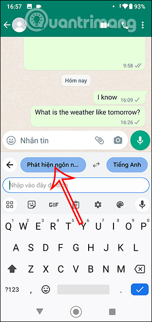 Khung dịch tin nhắn WhatsApp