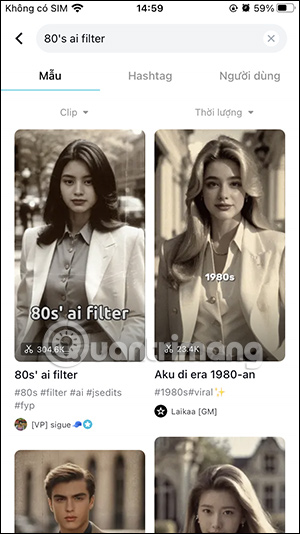 Sử dụng hiệu ứng 1980