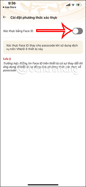 Dùng FaceID thay passcode VNeID
