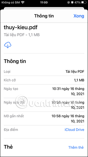 Thông tin file trên iPhone