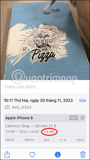 Dung lượng ảnh trên iPhone
