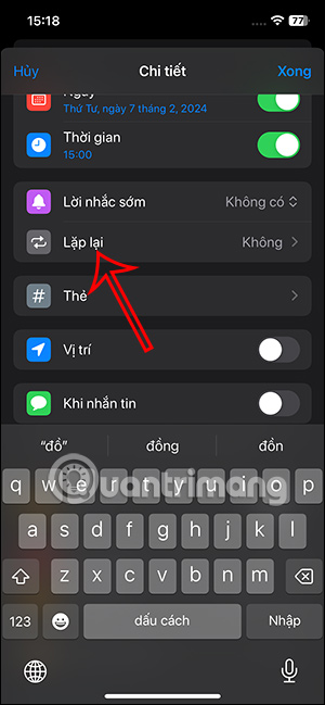 Chỉnh thông báo lời nhắc