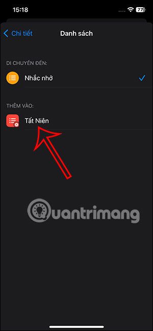 Chọn danh sách thông minh đã tạo