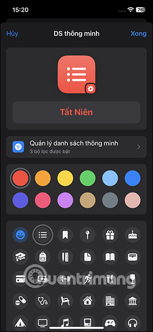Chỉnh giao diện danh sách thông minh