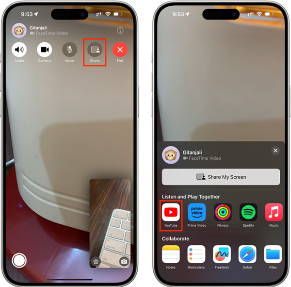 Thực hiện SharePlay trên FaceTime 