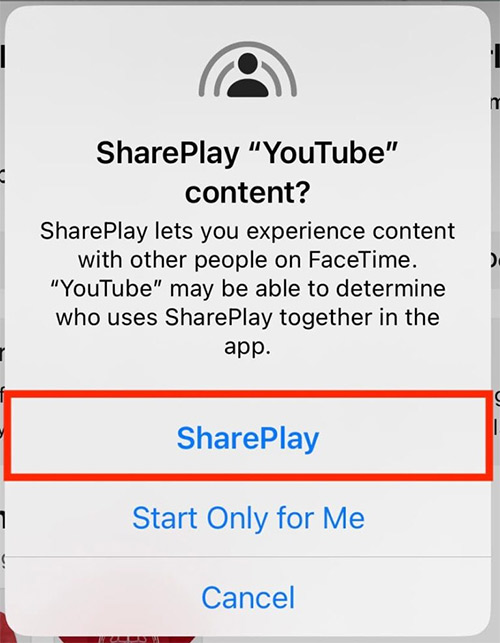 Xem video YouTube trên FaceTime qua SharePlay