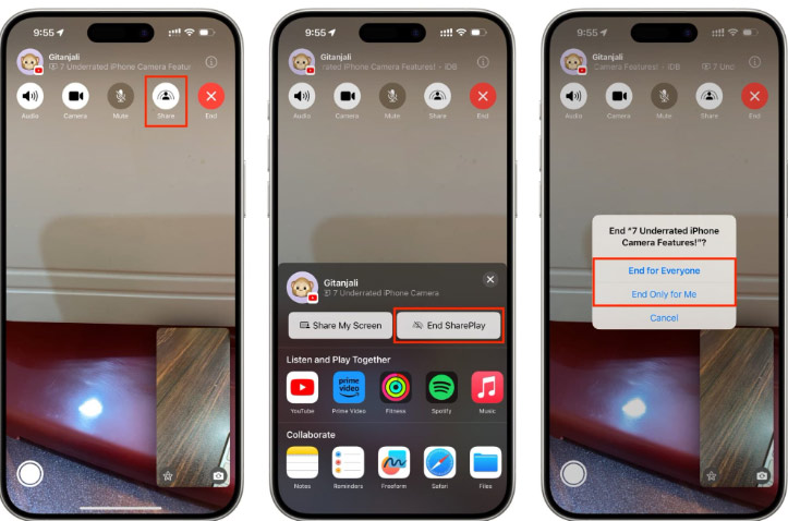 Dừng xem YouTube qua SharePlay trên FaceTime