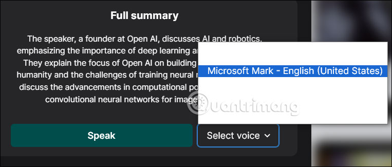 Nghe tóm tắt video trên AI Video Search Engine