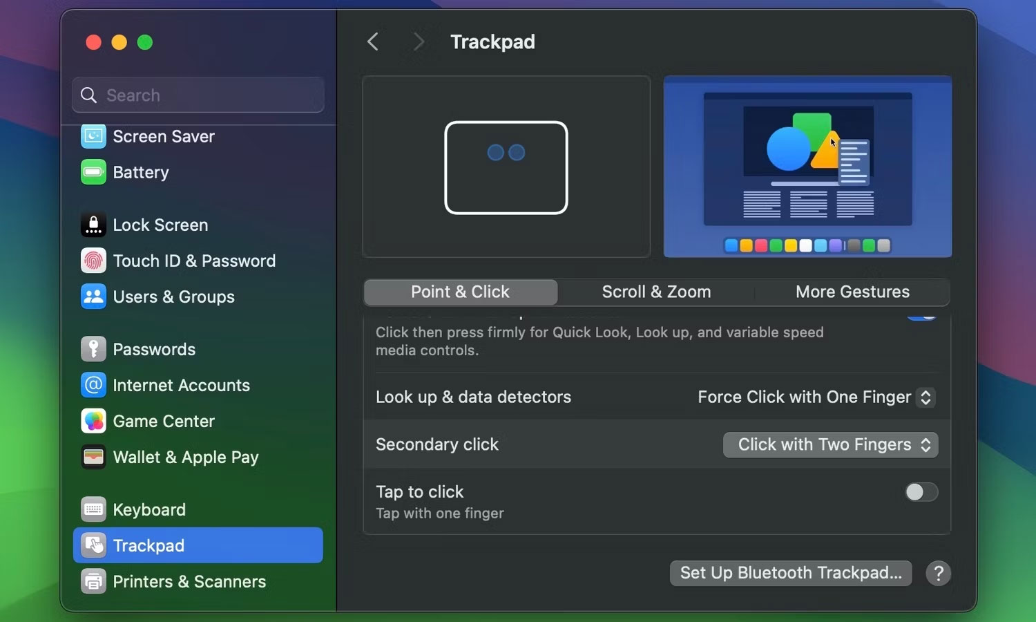 Cài đặt trackpad trong macOS Sonoma