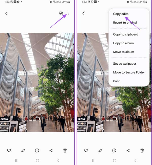 Sao chép chỉnh sửa hình ảnh trên Samsung