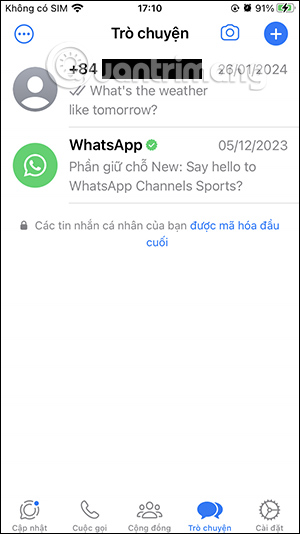 Giao diện WhatsApp