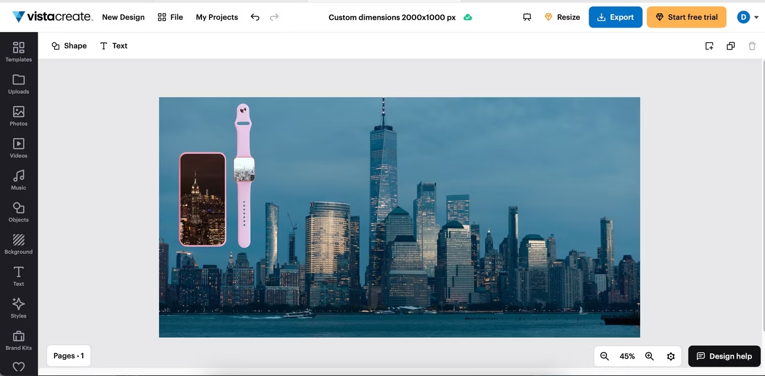 Hình ảnh được thêm vào mockup trong VistaCreate