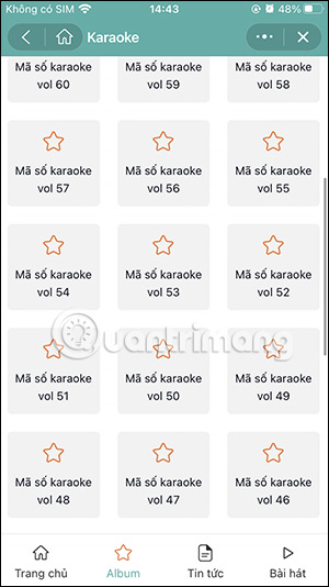 Mã album karaoke trên Zalo