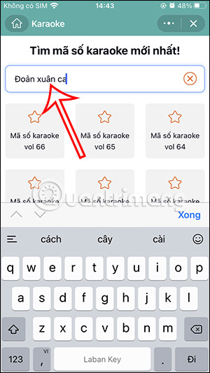 Tìm kiếm bài hát trên Zalo