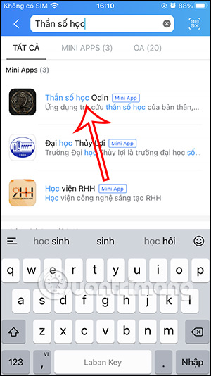 Thần số học trên Zalo