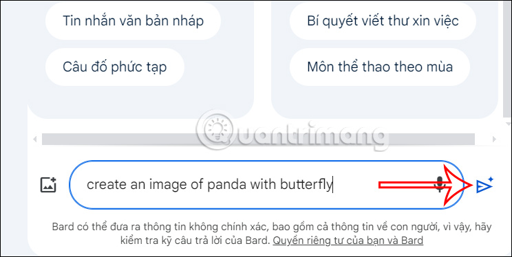 Nhập nội dung tạo ảnh trên Google Bard AI