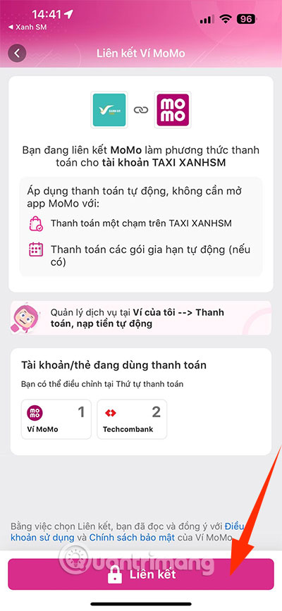 cach them Momo taxi xanh