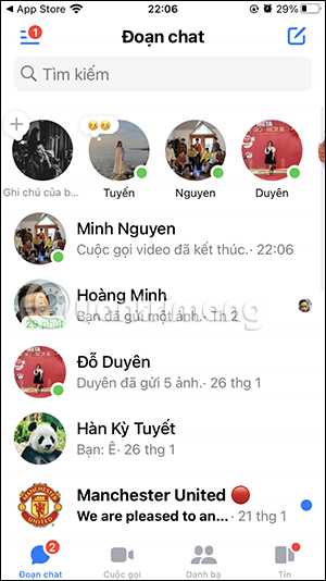 Giao diện Messenger