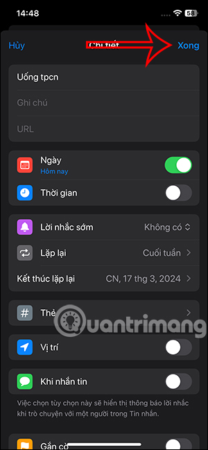 Lưu lời nhắc định kỳ iPhone