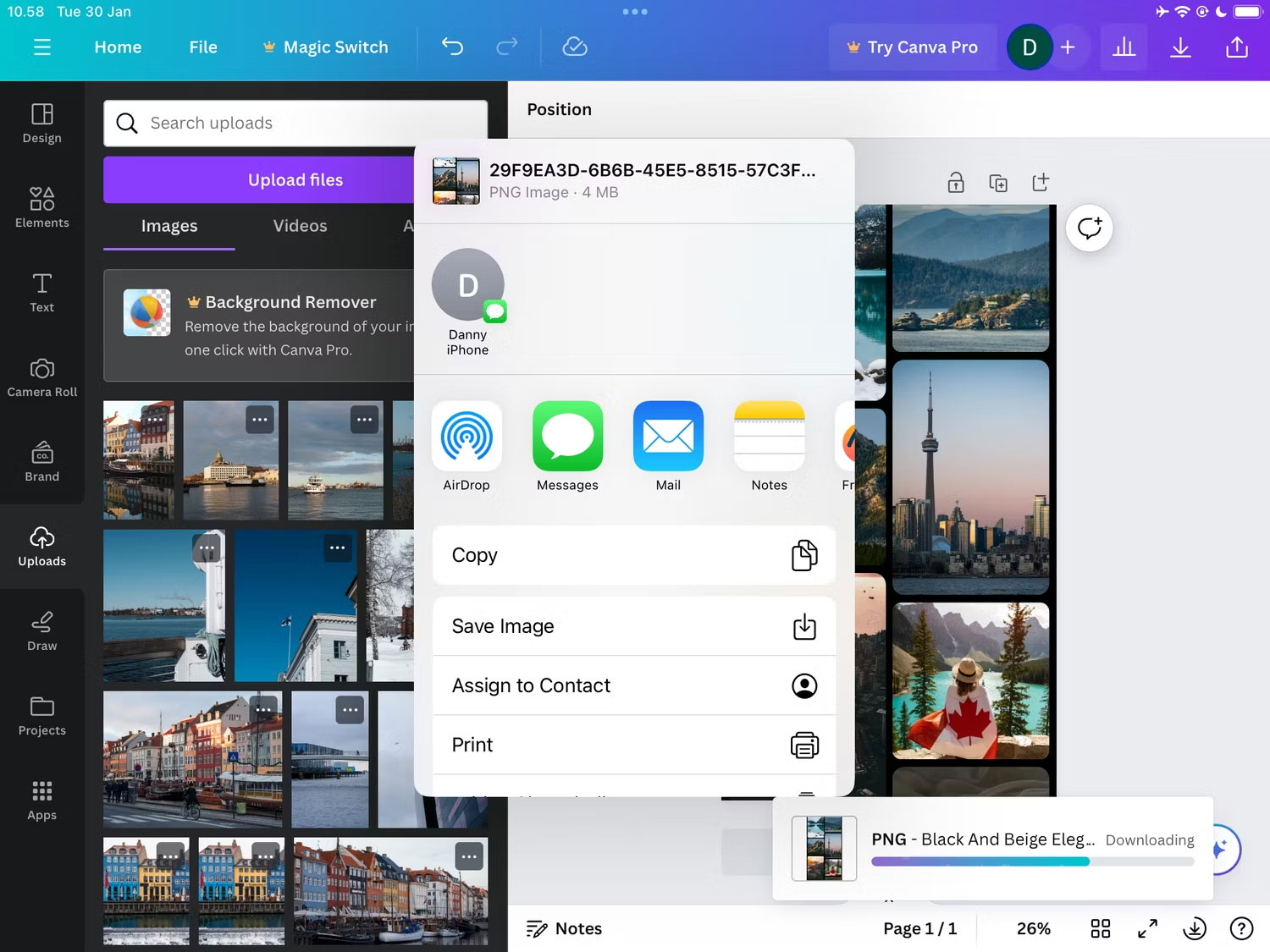 Lưu hình ảnh của bạn trong ứng dụng Canva iPad