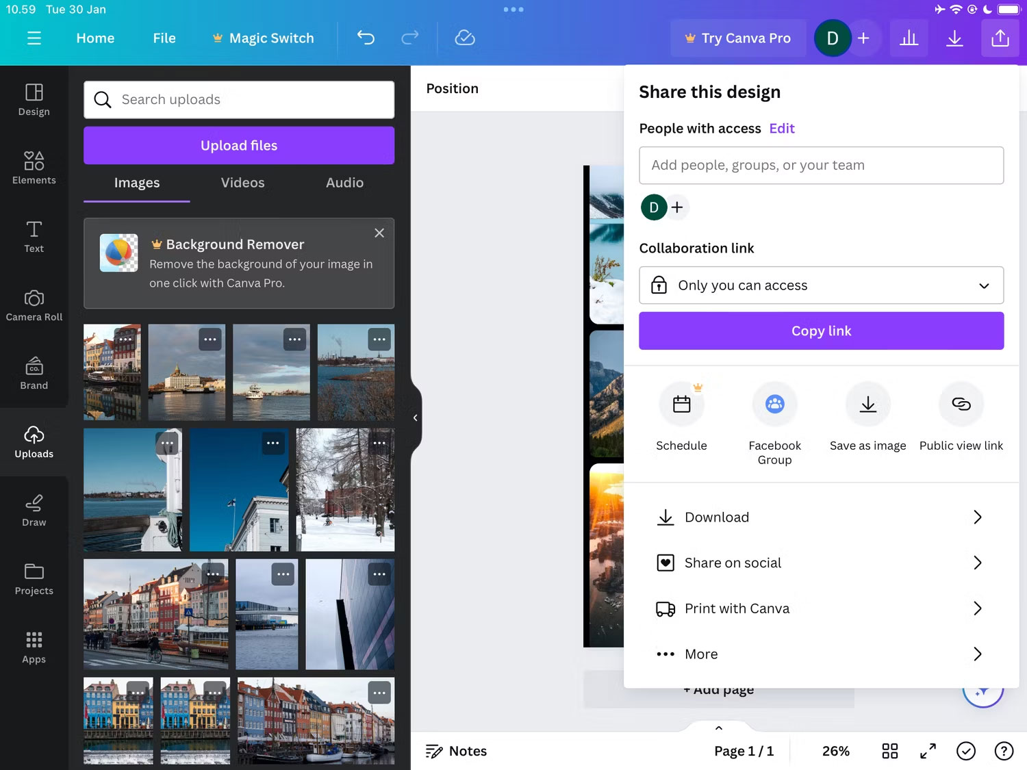 Nhấn vào nút Download trong ứng dụng Canva