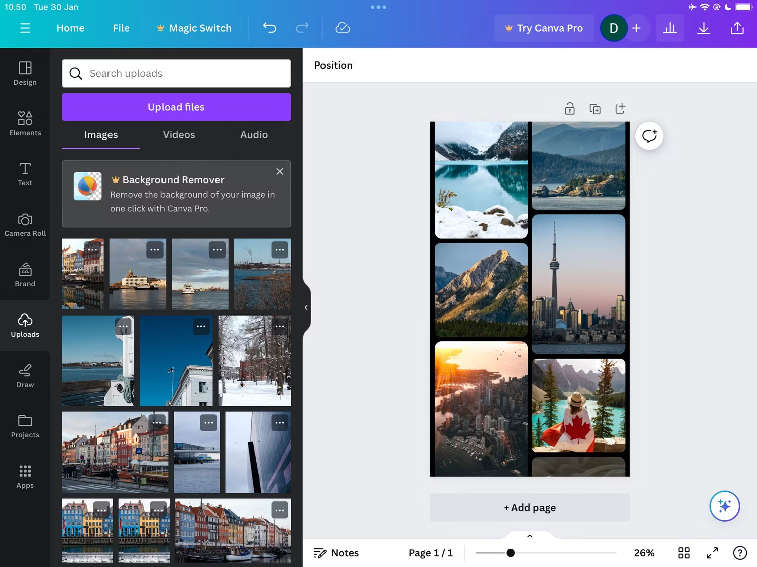 Một bức ảnh ghép hoàn chỉnh trong ứng dụng Canva iPad