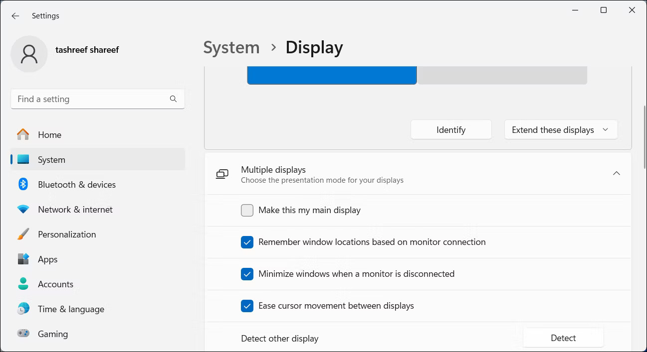 Cách thay đổi màn hình 1 và 2 trong Windows