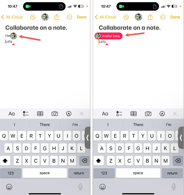 Hiển thị ghi chú cộng tác qua FaceTime