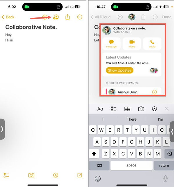 Xem người tham gia cộng tác ghi chú qua FaceTime