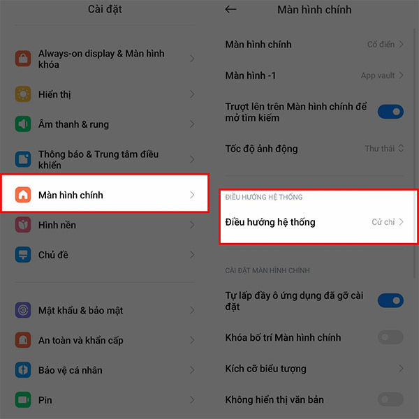 Chỉnh màn hình trên điện thoại Xiaomi 