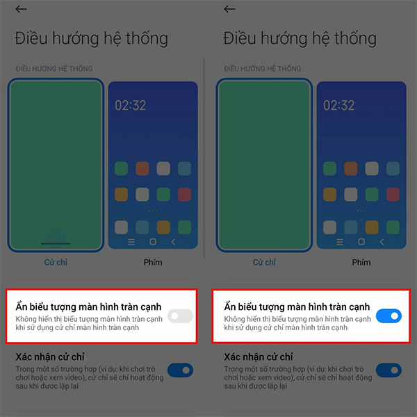 Ẩn thanh điều hướng trên điện thoại Xiaomi 