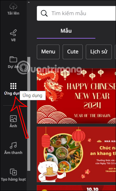 Ứng dụng trên Canva 