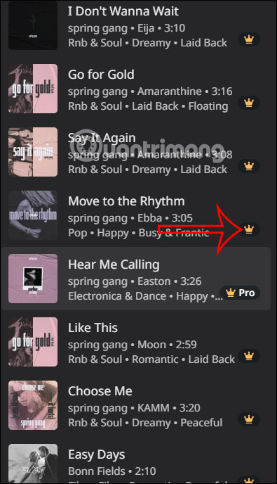 Tìm bài hát trên Canva 