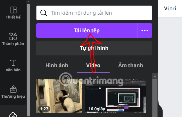 Tải file âm thanh lên Canva 