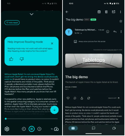 Reading Mode trong Gmail