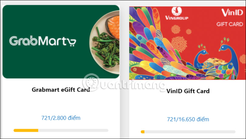 Các ưu đãi đổi từ điểm Microsoft Rewards