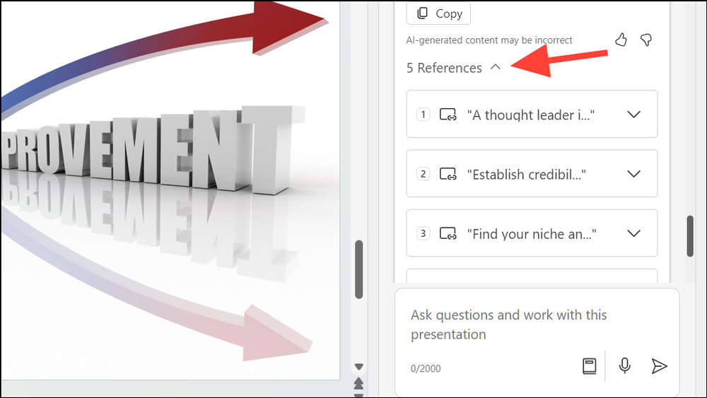 Nội dung tóm tắt slide trên PowerPoint bằng Copilot