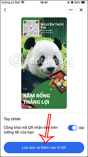 Lưu ảnh mã QR Tết Zalo