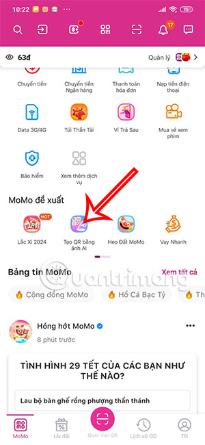 Tạo mã QR bằng ảnh AI Momo