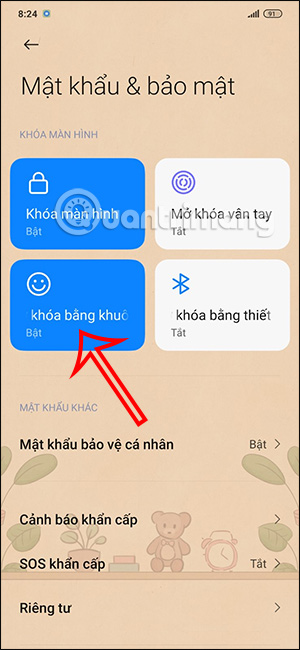  Khóa bằng khuôn mặt trên Xiaomi 