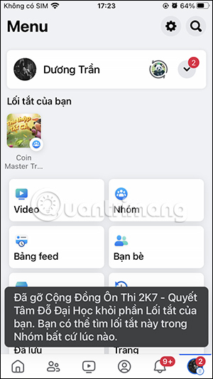 Gỡ lối tắt nhóm chat Facebook